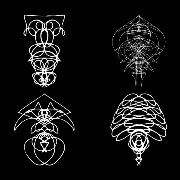 Voodoo duchy symetrické symboly sada. — Stockový vektor