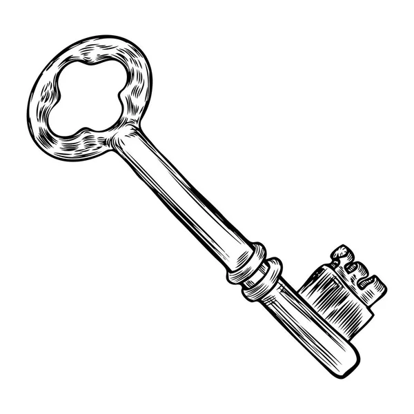 Hand getekende antieke sleutel. — Stockvector
