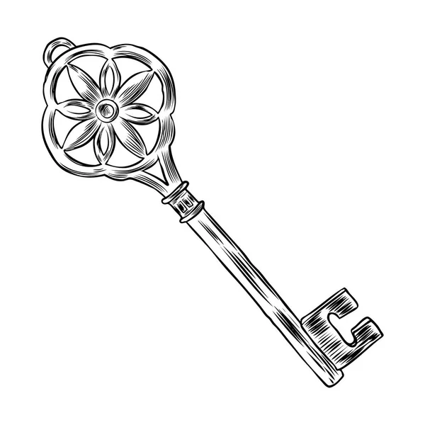 Llave vintage medieval ornamental con diseño intrincado — Archivo Imágenes Vectoriales