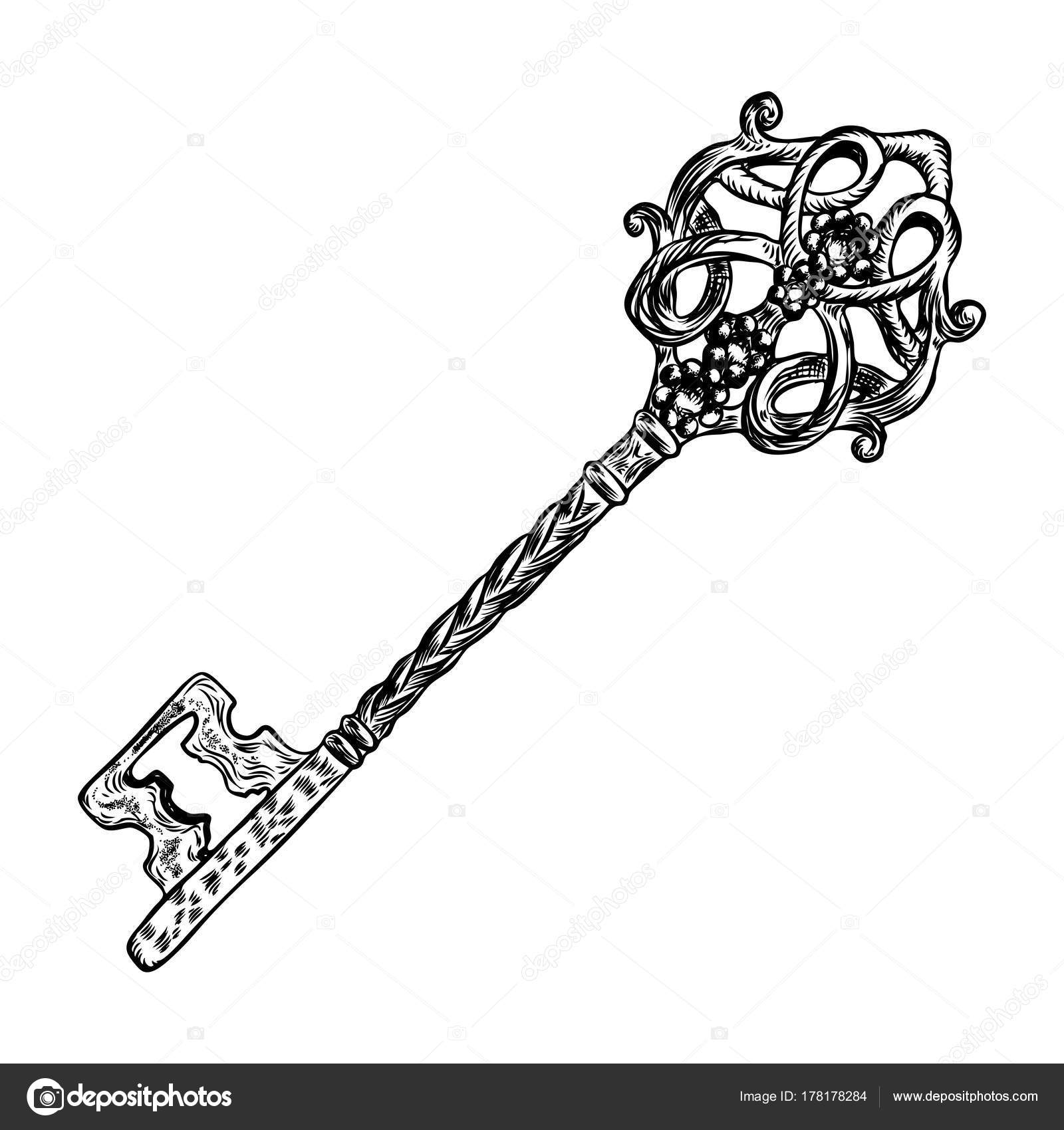 Hand Drawn Vintage Key And Lock Vector Set Stock Illustration