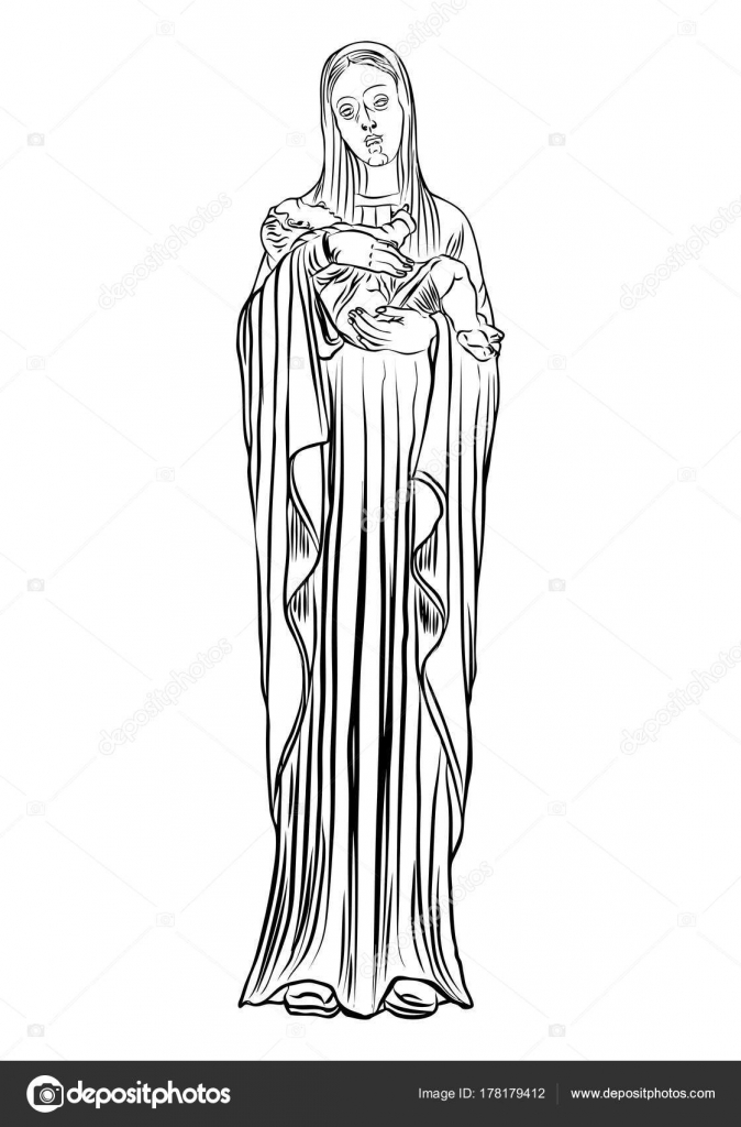 christmas nativity scene of virgin mary holding baby jesus stock
