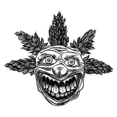 Sirk korku filmi karakteri korkutucu palyaço baş kavramı.