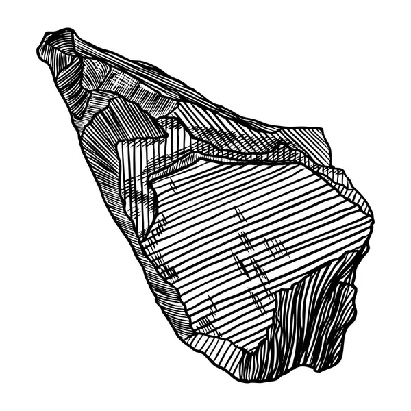 Piedra y roca blanco y negro dibujados a mano — Vector de stock