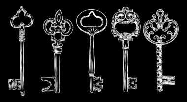 Süs Ortaçağ vintage tuşları kümesi 