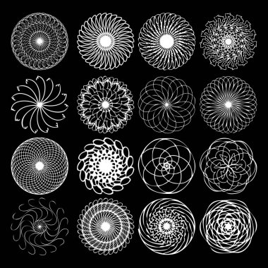 Siyah ve beyaz çiçek mandalalar kümesi.