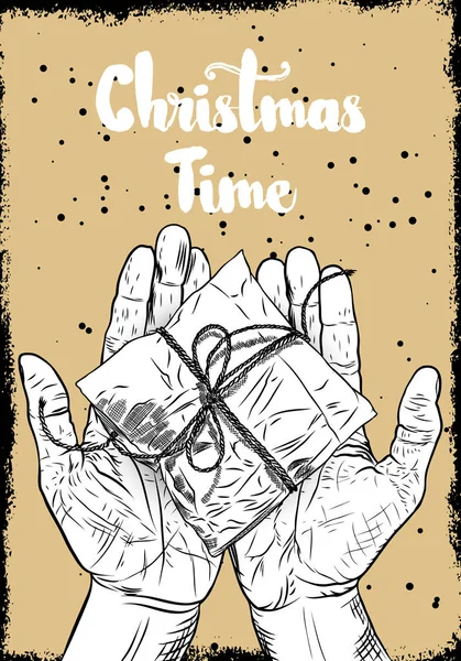 Navidad Navidad diseño caja de regalo dando saludo fondo — Archivo Imágenes Vectoriales