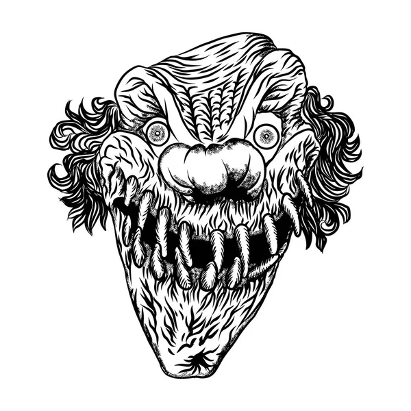 Concept effrayant de tête de clown — Image vectorielle