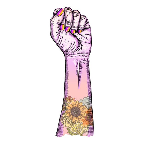 Женский кулак поднял знак свободы
