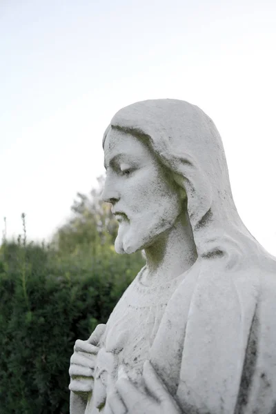 Mitad superior estatua de mármol del Sagrado Corazón de Jesús . —  Fotos de Stock