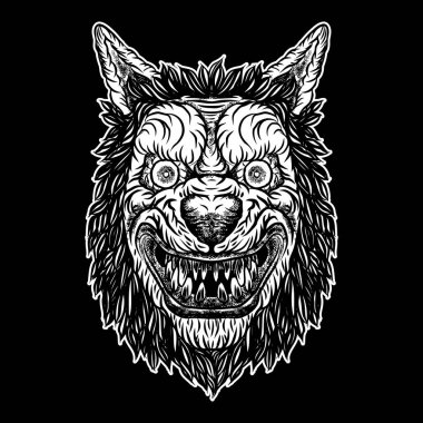 Kurt siyahişi tattoo flash kavramı üzerinde beyaz izole.