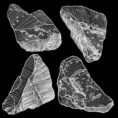 Kristaller, taş mücevher ve küme taş.