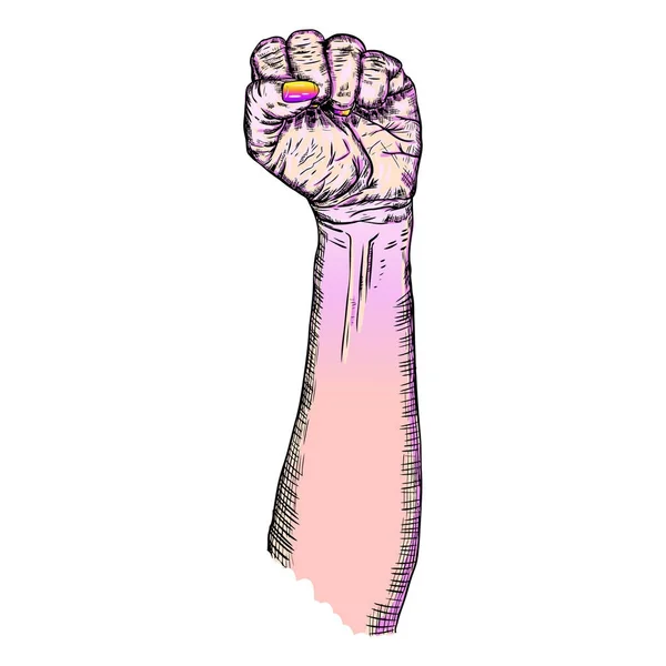 Жіночий кулак підняв знак свободи . — стоковий вектор