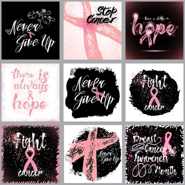 Set van Breast cancer awareness — Stockvector