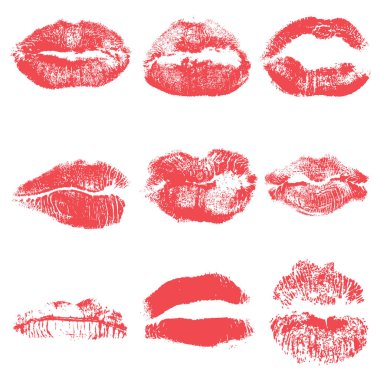 Kadın öpücük şekil dudaklar resimde kümesi. 