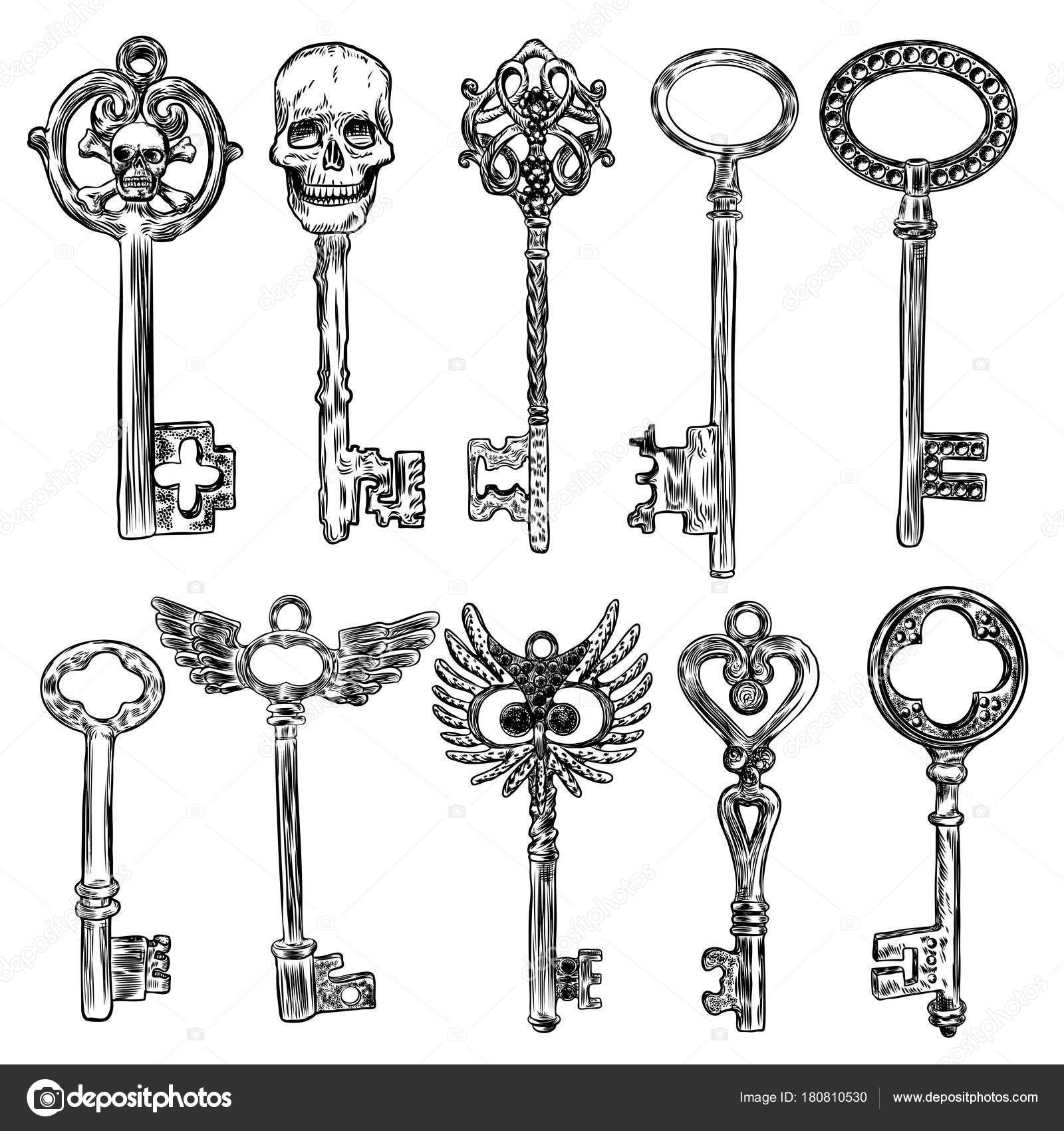 Ornamental medieval vintage keys set Stock Vector by ©goldenshrimp 180810530