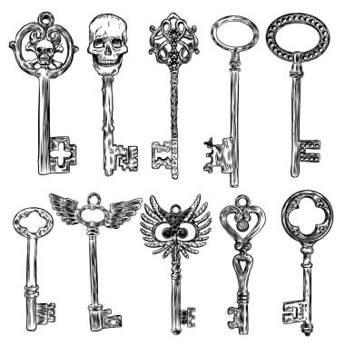 Süs Ortaçağ vintage tuşları kümesi 