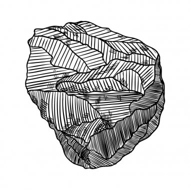 Gerçekçi elle çizilmiş kroki taş ve kaya. 