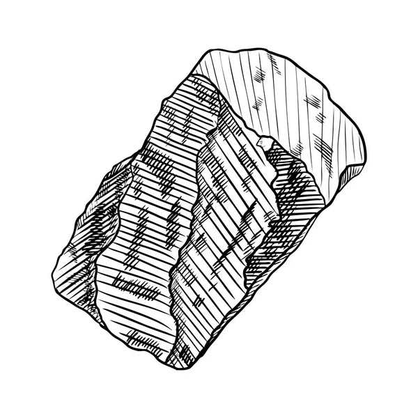 Kamień i rock. Ręcznie rysowane kamienia naturalnego lub na białym tle opoka. — Wektor stockowy