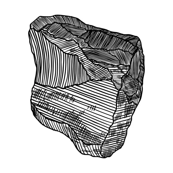 Piedra de roca. Piedra y roca blanco y negro dibujados a mano — Vector de stock