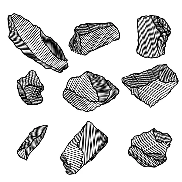 Pedra de rocha mão estilo desenhado . —  Vetores de Stock