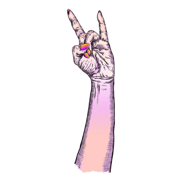Σκάφος μάγισσα ροζ emo gothic Millennials κορίτσι χέρι — Διανυσματικό Αρχείο