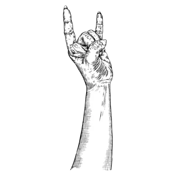 Rock and roll segno della mano . — Vettoriale Stock