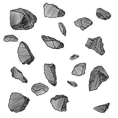 Taşlar çizilmiş Eskizler seti el. 