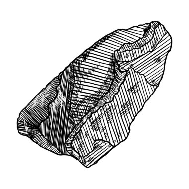 Taş. Siyah ve beyaz taş ve kaya elle çizilmiş