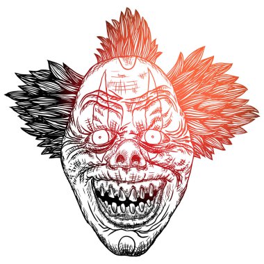 Şeytan palyaço baş siyahişi yetişkin et dövme kavramı