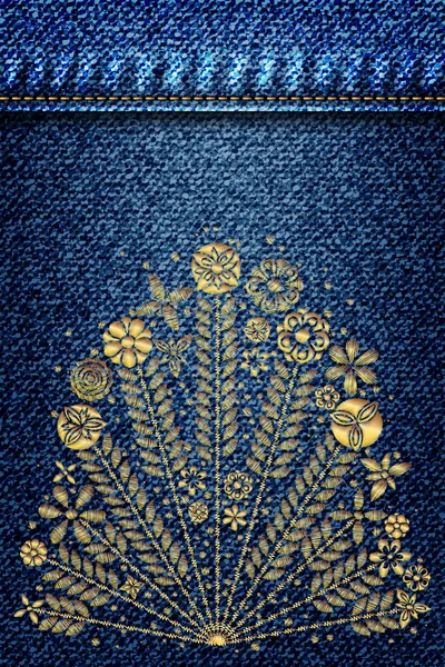 Золотой цветок вышивки . — стоковый вектор