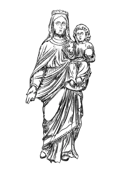 Saint Mary bedrijf baby Jezus Christus, — Stockvector