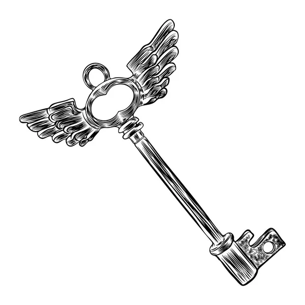 Hand drawn antique key. — Stock Vector
