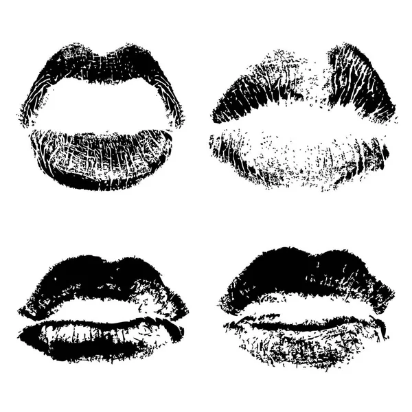 Female kiss shape lips illustration set. — Stock Vector