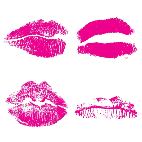 Set of lips or lip shaped women kiss print — Stock Vector