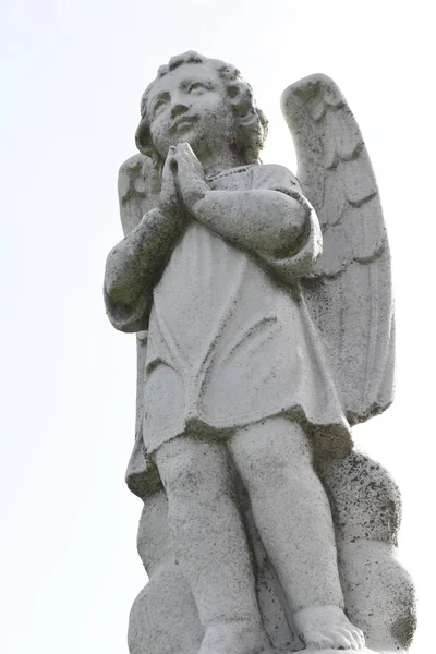 Melek yüzlü heykelciği, melek koruyucu dua eden bir melek figürü, — Stok fotoğraf