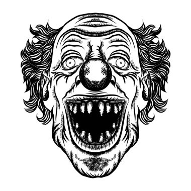 Scary cartoon clown illustration.  clipart