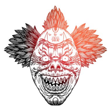 Şeytan palyaço siyahişi yetişkin et dövme kavramı