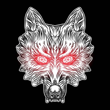 Siyahişi yetişkin dövme wolf başkanı 