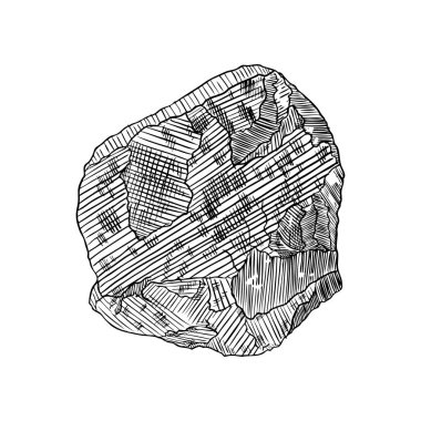 Taş. Siyah ve beyaz taş ya da kaya el kuluçka çizilmiş