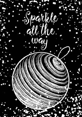 Mutlu Noeller ve mutlu yeni yıl çizilmiş tebrik kartı el. 