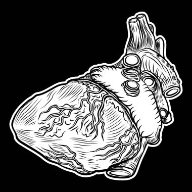 İnsan kalbi el tarzı çizilmiş. 