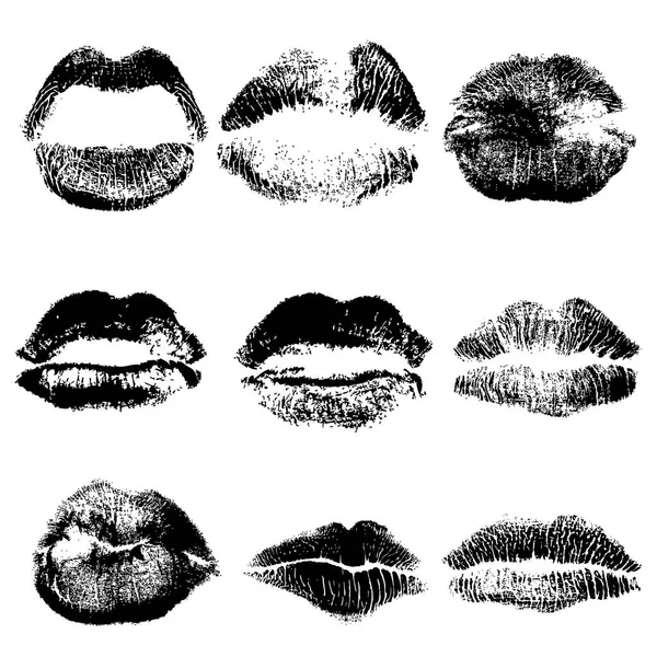 Impresión de los labios góticos negros conjunto . — Vector de stock