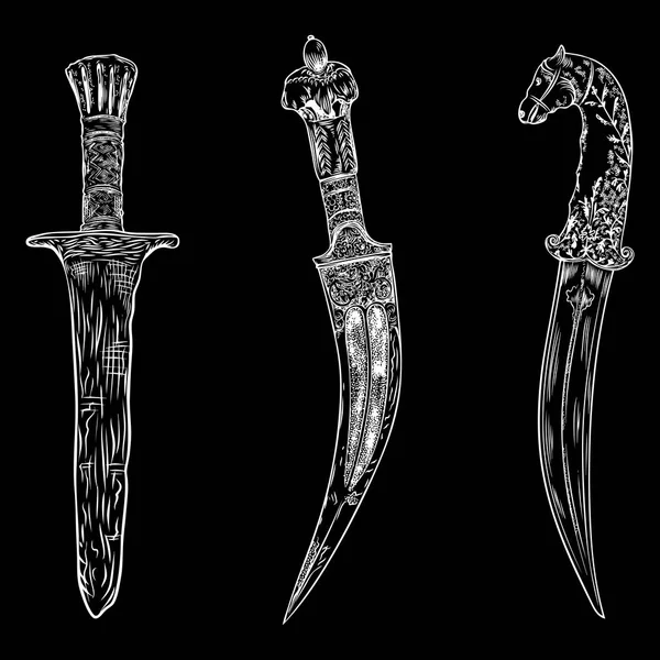 Набір мечів і ножів . — стоковий вектор