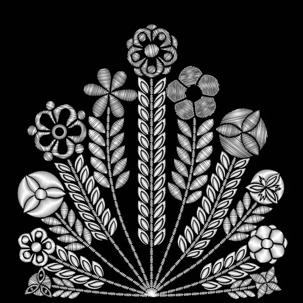 Schwarz Weißes Spitzenvektordesign Zeitgenössische Spitze Hintergrund Ornamentale Blumen Stickerei Stil — Stockvektor