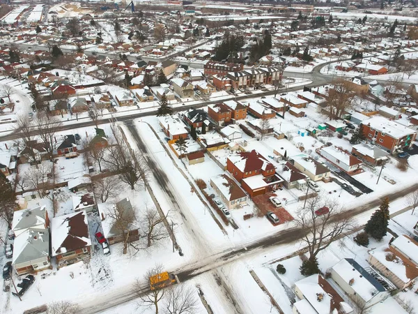 Légi Madár Szem Kilátás Skyline Téli Szezonban Kanadában Több Száz — Stock Fotó