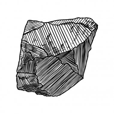 Mücevher, pırlanta ve mineral tasarım. Yarım yamalak mineral ve elle çizilmiş kristal taş ve kaya. Vektör.