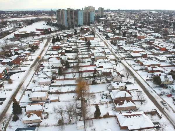 Hava Kuş Gözü Görünümü Manzarası Kış Sezonu Itibariyle Kanada Kar — Stok fotoğraf