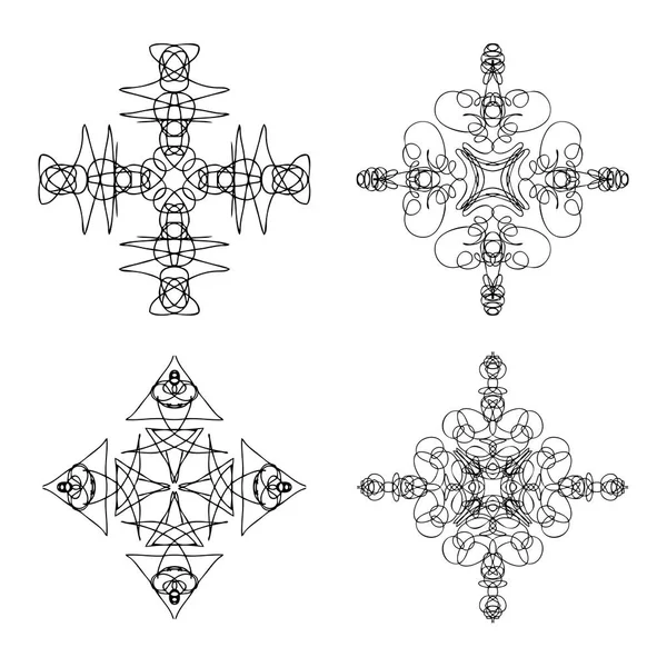 Mandala Kaleidoskopik Menginspirasi Imitasi Simbol India Diwali Dengan Satu Set - Stok Vektor