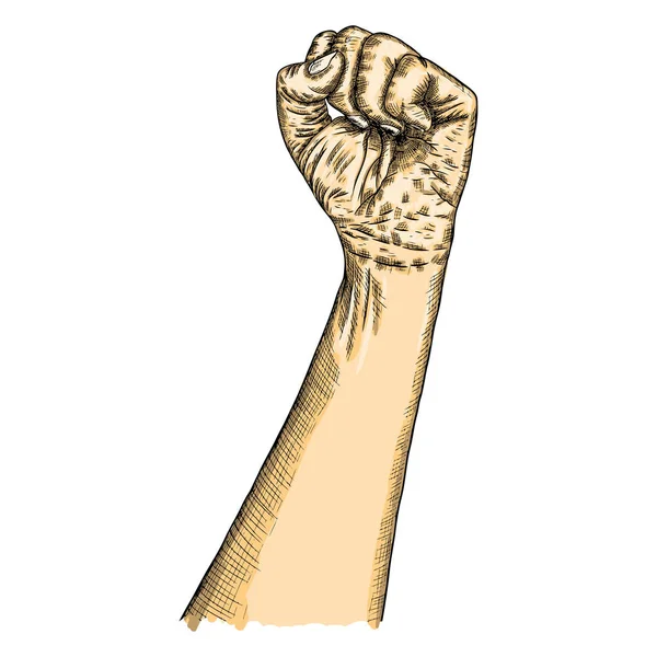 Mano Humana Masculina Levantada Símbolo Lucha Libertad Revolución Protesta Disturbios — Archivo Imágenes Vectoriales