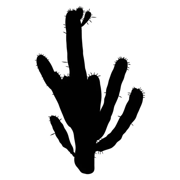 Silhouette Noire Fleurs Cactus Cactus Succulent Vecteur Dessiné Main Plante — Image vectorielle